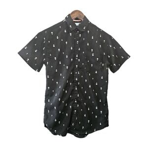 Sueded Geometrix Drill Clothing Skulls Black Sz Small Mens Casual Short Sleeve